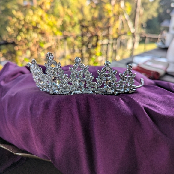 NWT 🌿 Demi Fleur Tiara 👑 DAZZLING WHITE CZs in SILVER 🩰PETITE BALLERINA STYLE - Picture 1 of 8